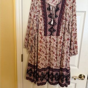 FRYE AND CO. Pink Bishop Sleeve V-Neck Sundress